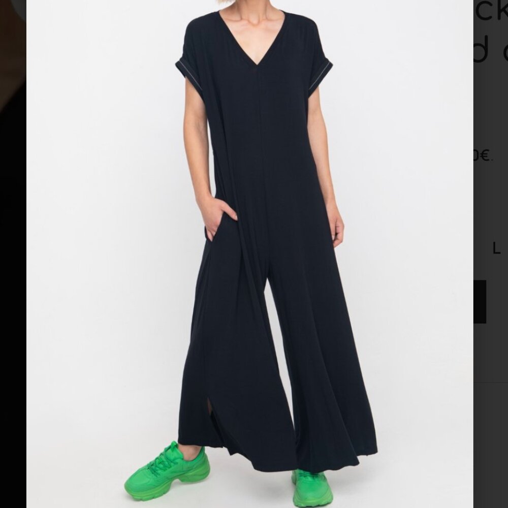 OZAI N KU Women's Wide-Leg Jumpsuit In Black White Size Medium